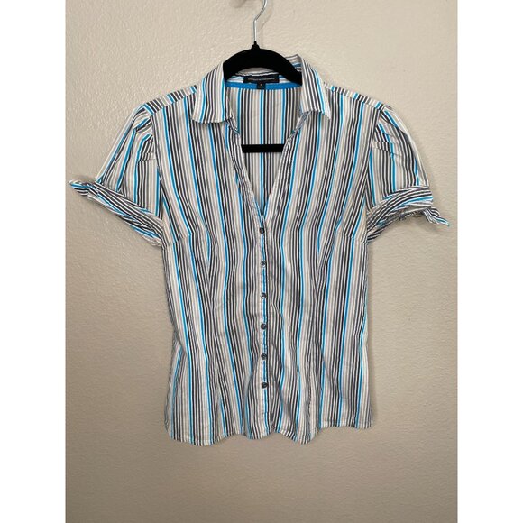 Express Design Studio Blue Blouse Small Womans Cotton Nylon Blend‎ - Picture 2 of 7